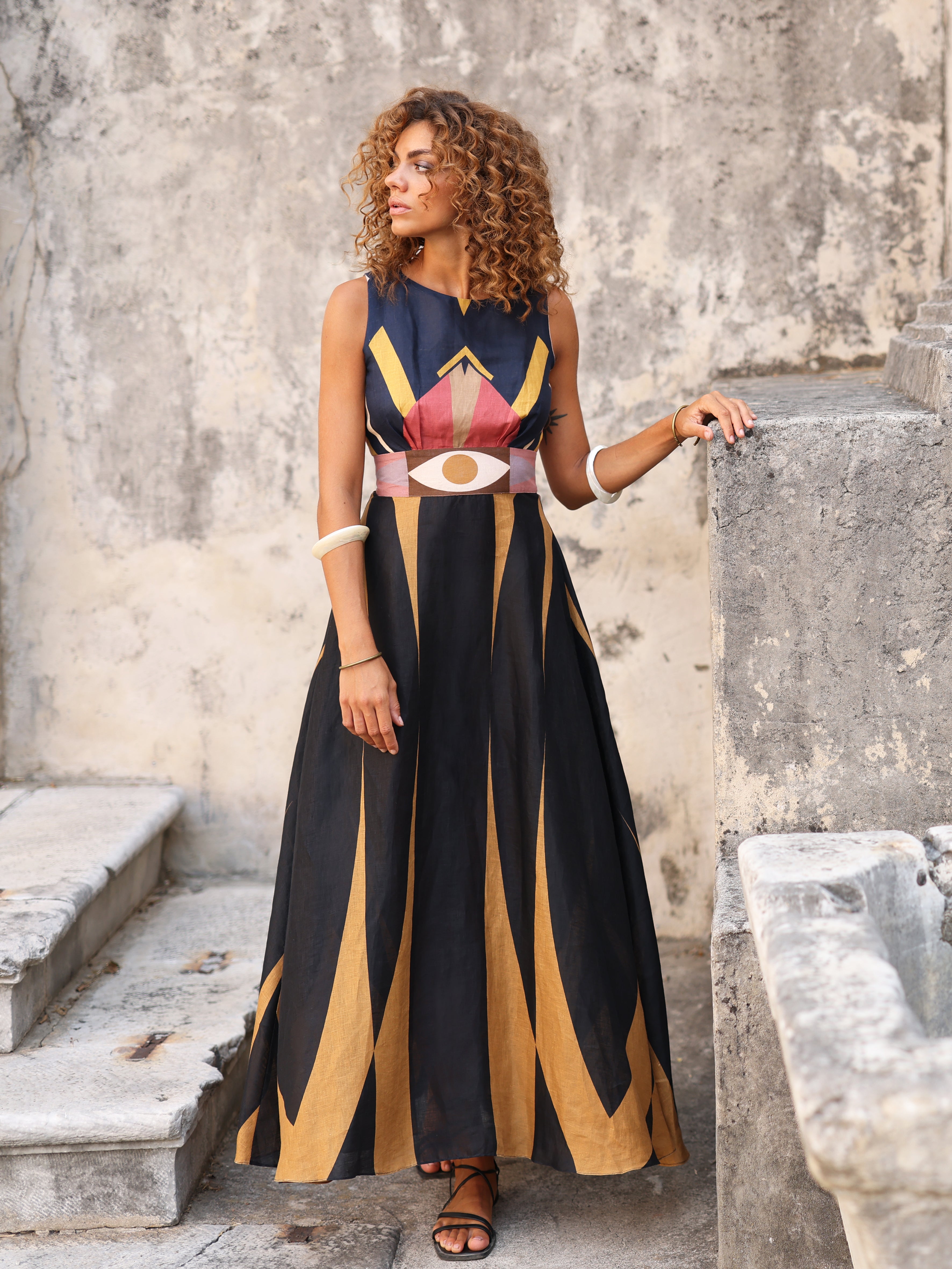 PANTHER DRESS LINEN COVE
