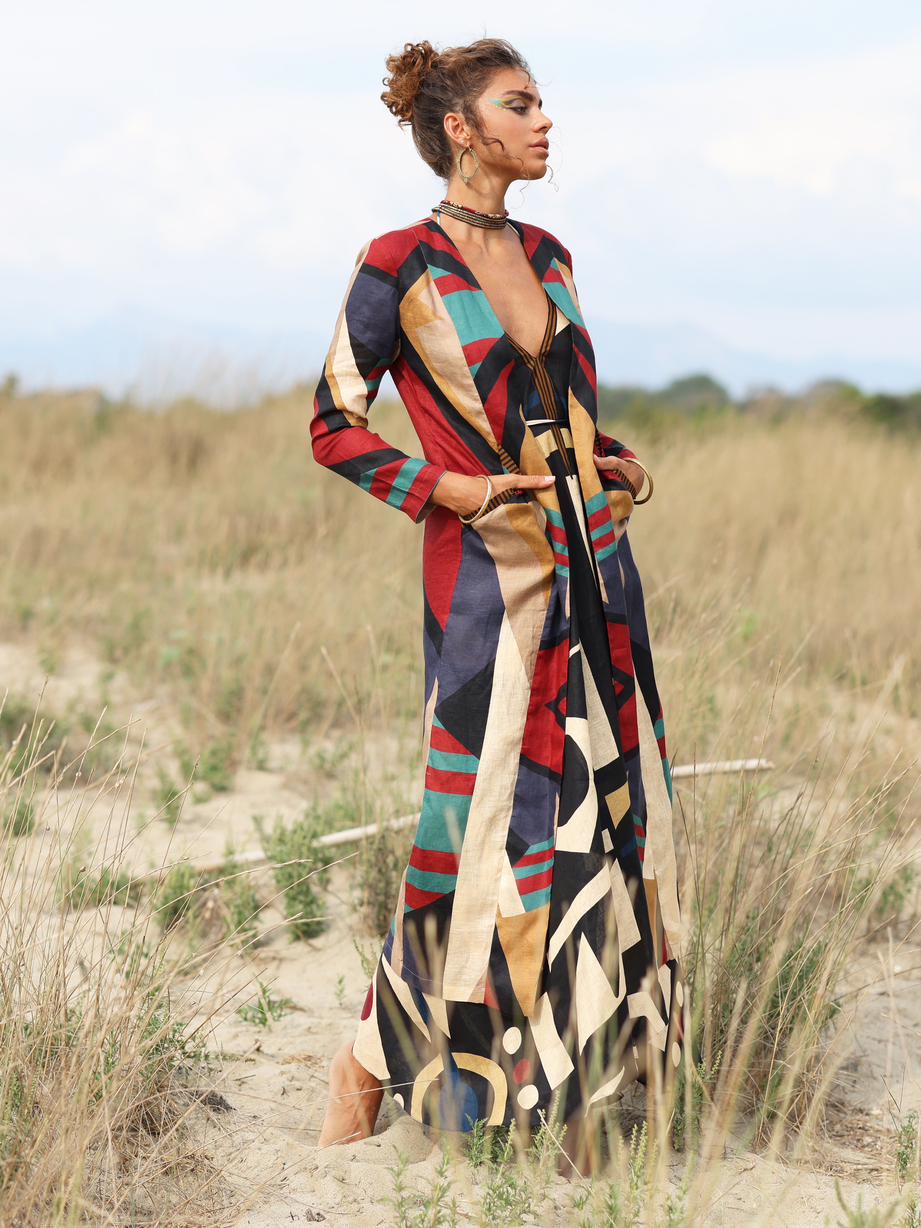 SHIELD COAT LINEN ROUGE