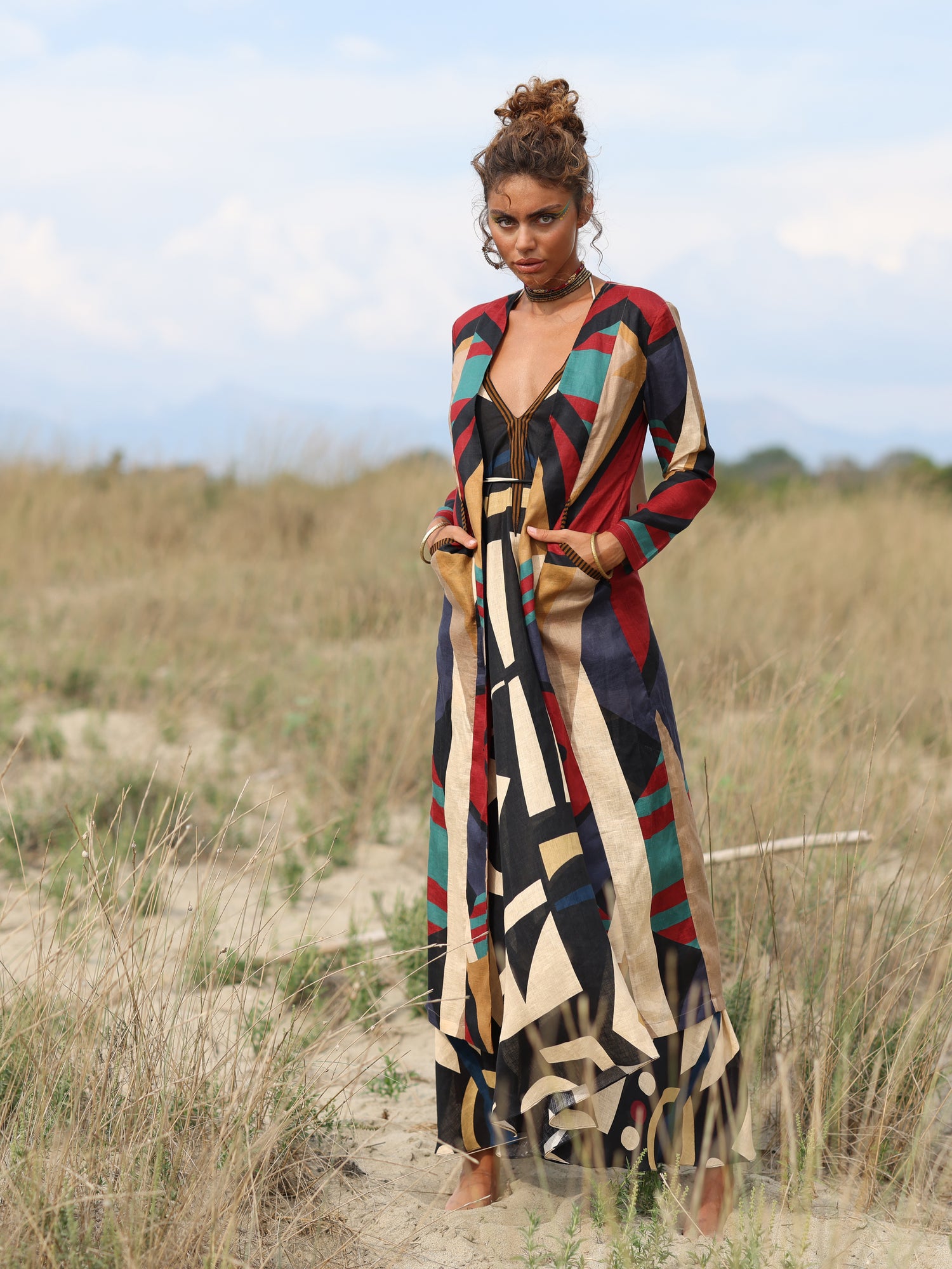 SHIELD COAT LINEN ROUGE