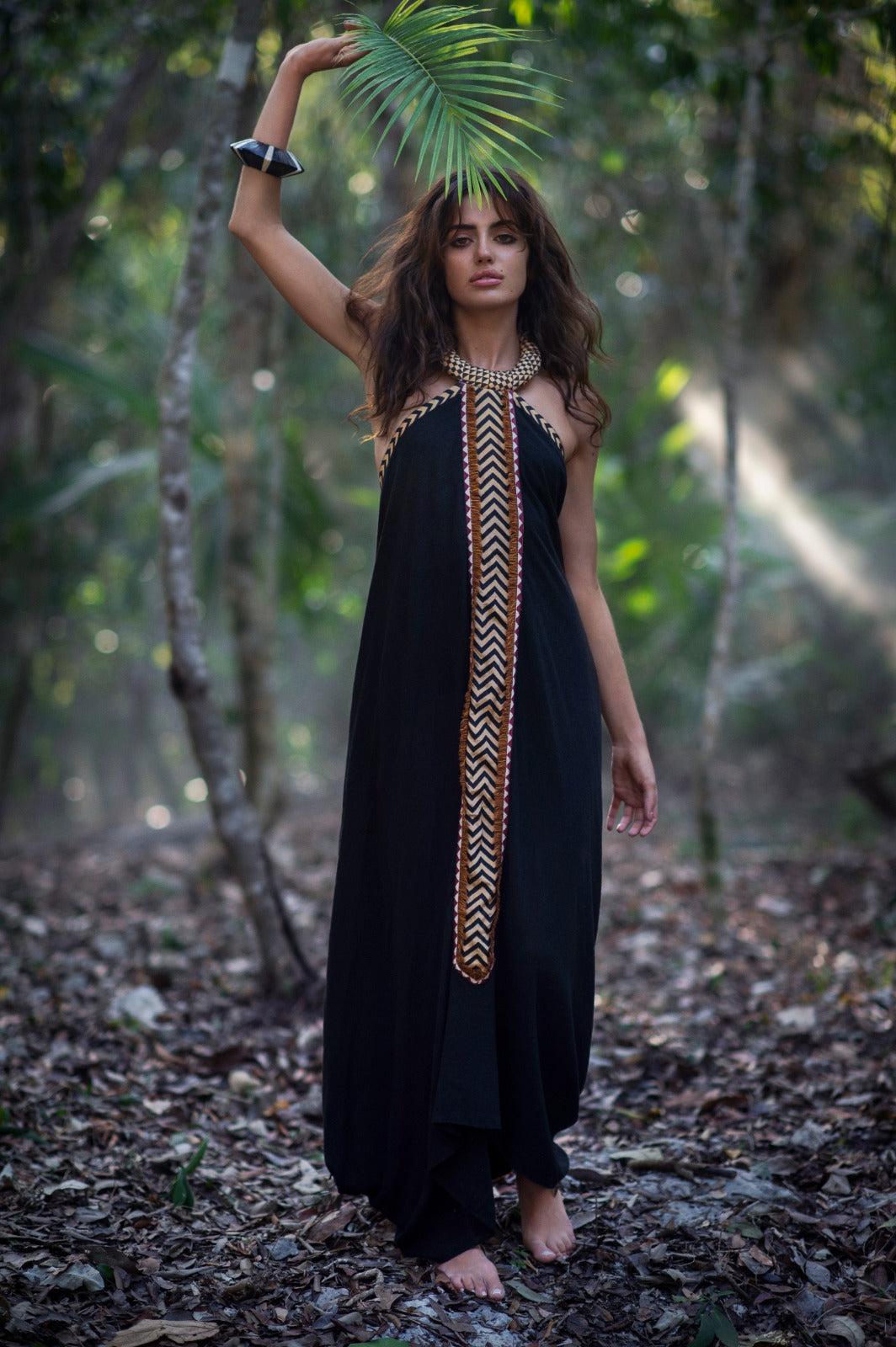 Saba black raw silk