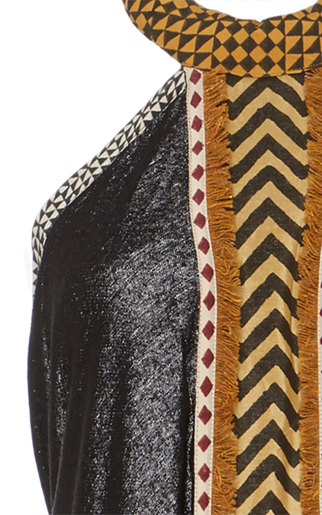 Saba black raw silk